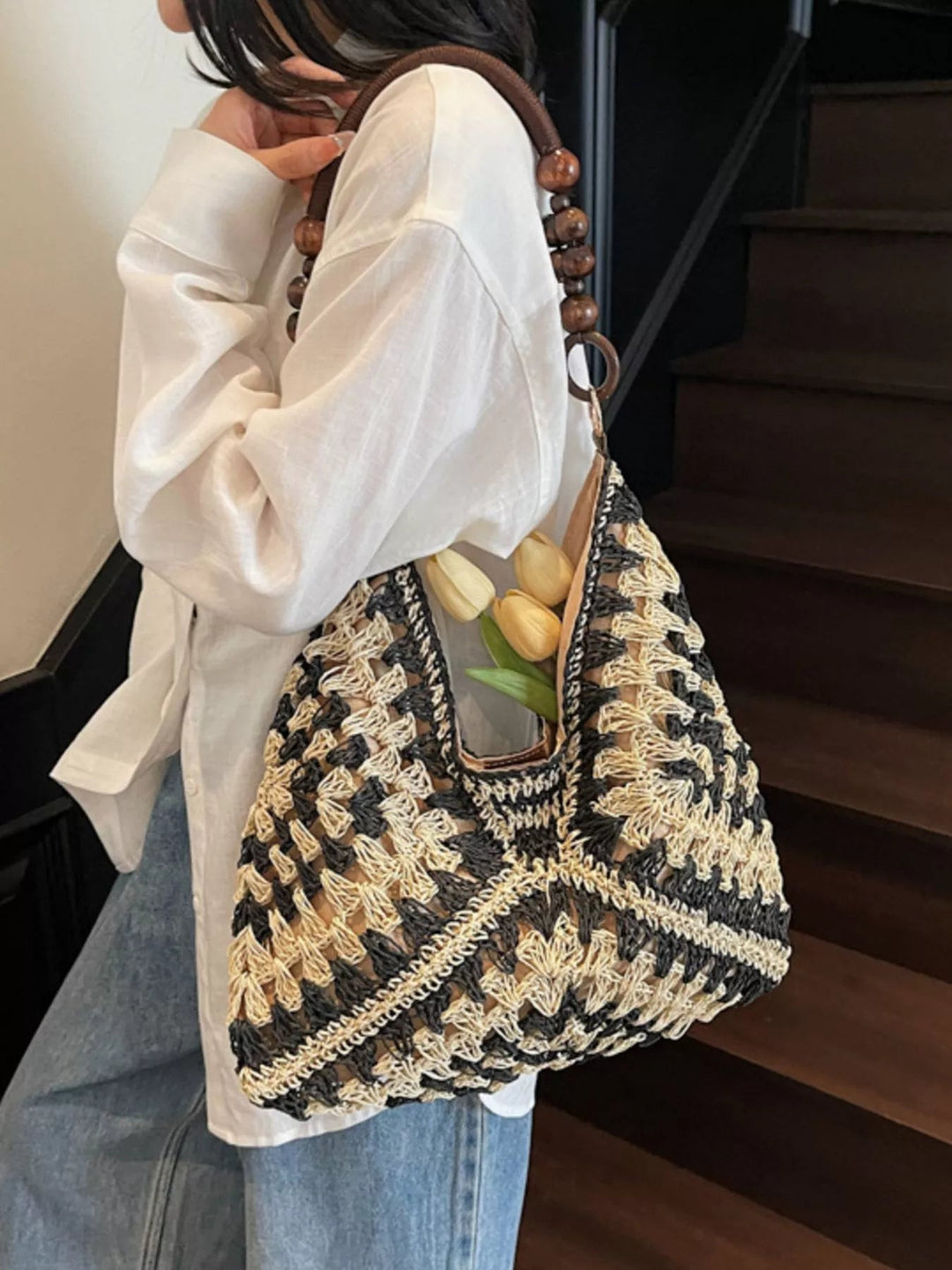 Crochet Hobo Handbag - Trendy Accessories/Handbags in Black for Women | The802Gypsy