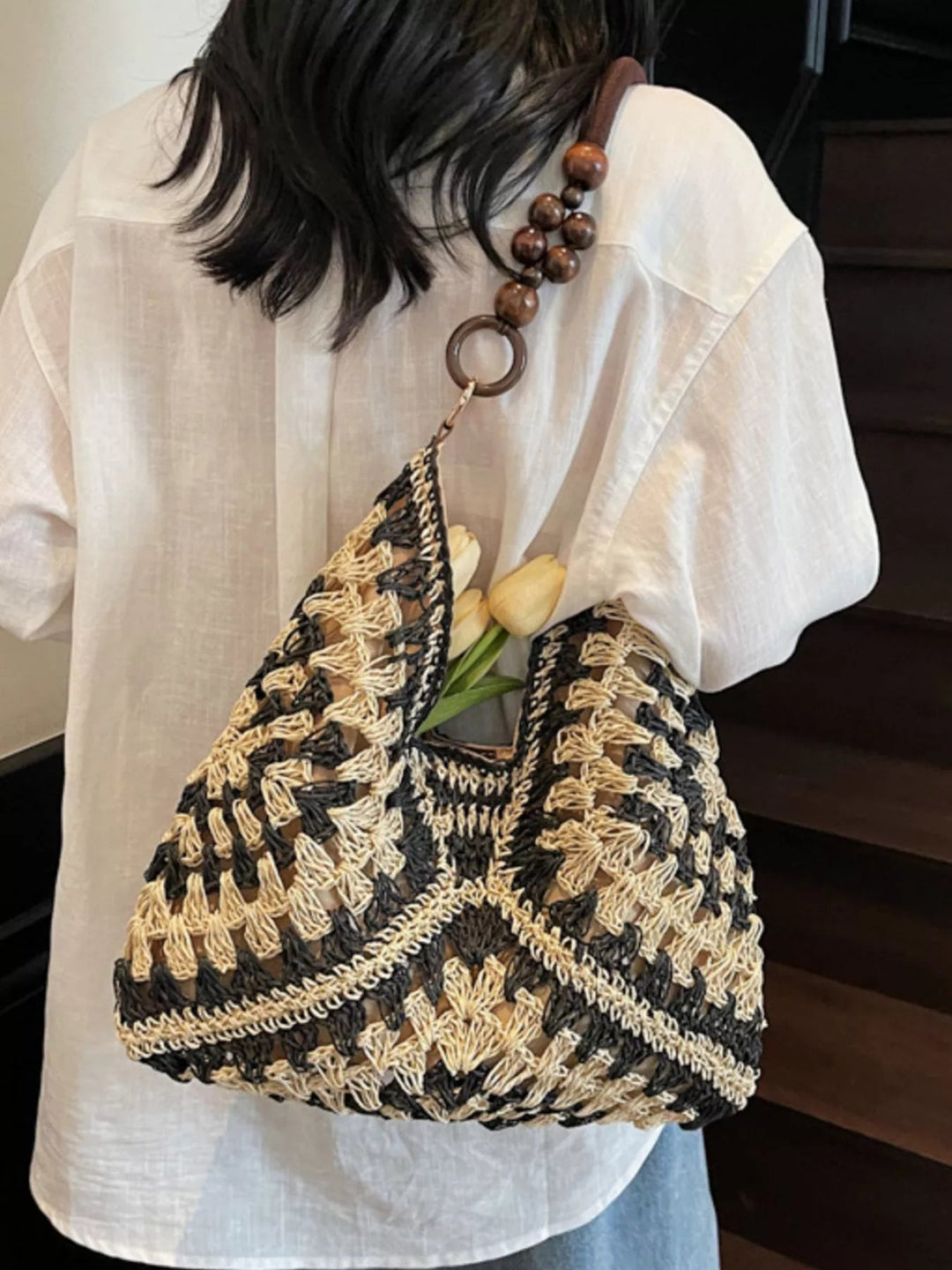 Crochet Hobo Handbag - Trendy Accessories/Handbags in Black for Women | The802Gypsy