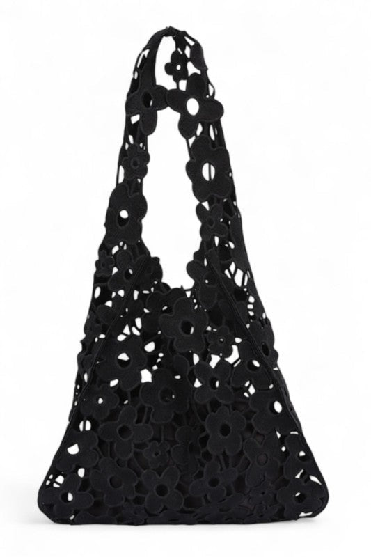 Lace Cotton 2 In 1 Soft Tote Bag - Trendy Accessories/Handbags in Black for Women | The802Gypsy