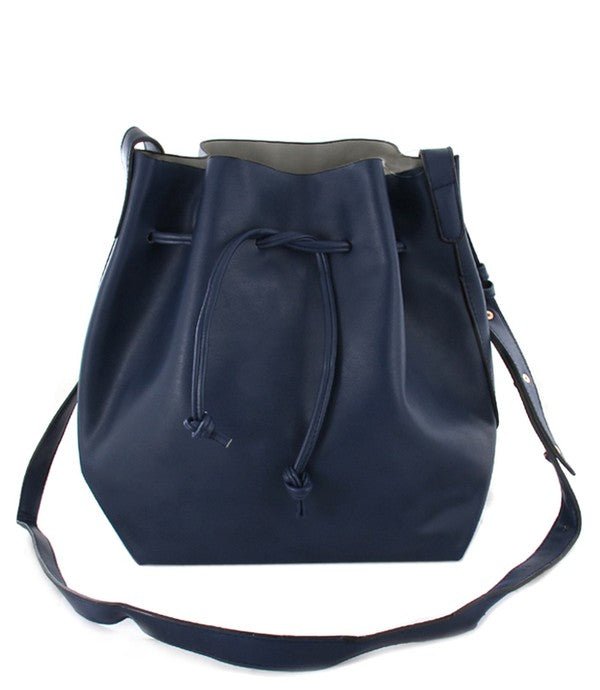Faux Leather & Suede Drawstring Crossbody Bucket Bag - Trendy Accessories/Handbags in BLUE/CBBD for Women | The802Gypsy