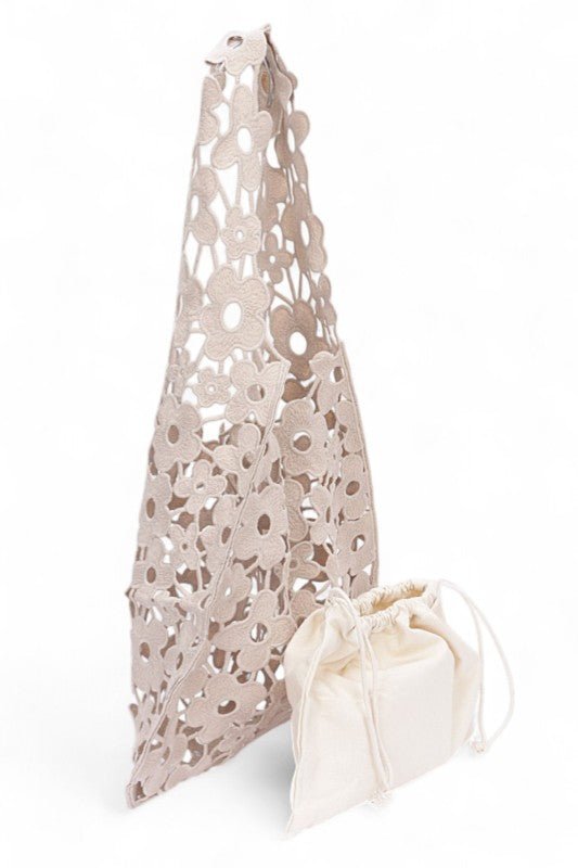 Lace Cotton 2 In 1 Soft Tote Bag - Trendy Accessories/Handbags in Khaki for Women | The802Gypsy