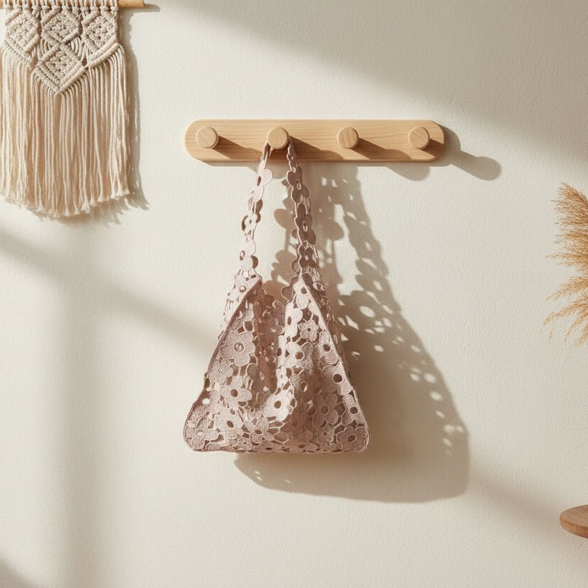 Lace Cotton 2 In 1 Soft Tote Bag - Trendy Accessories/Handbags in Khaki for Women | The802Gypsy