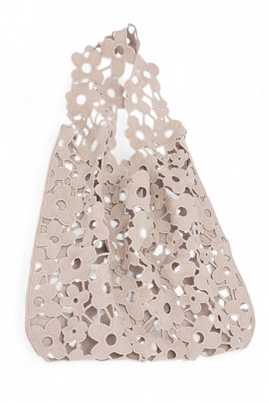 Lace Cotton 2 In 1 Soft Tote Bag - Trendy Accessories/Handbags in Khaki for Women | The802Gypsy