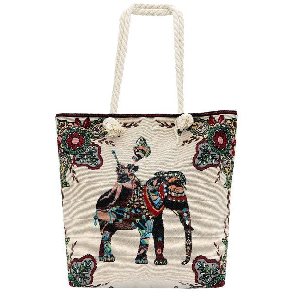 Boho Elephant Canvas Beach Tote Bag - Trendy Accessories/Handbags in Multi for Women | The802Gypsy