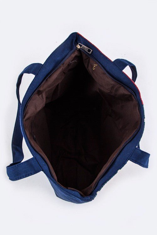 American Flag Print Fashion Tote - Trendy Accessories/Handbags in RED/BLUE for Women | The802Gypsy