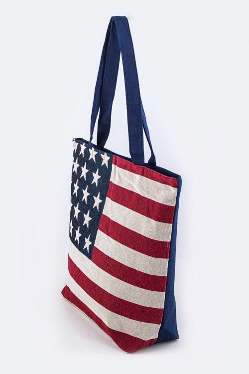 American Flag Print Fashion Tote - Trendy Accessories/Handbags in RED/BLUE for Women | The802Gypsy