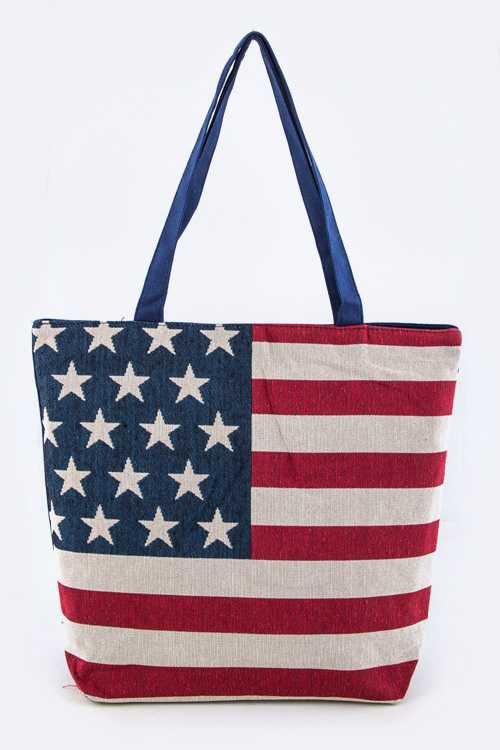 American Flag Print Fashion Tote - Trendy Accessories/Handbags in RED/BLUE for Women | The802Gypsy
