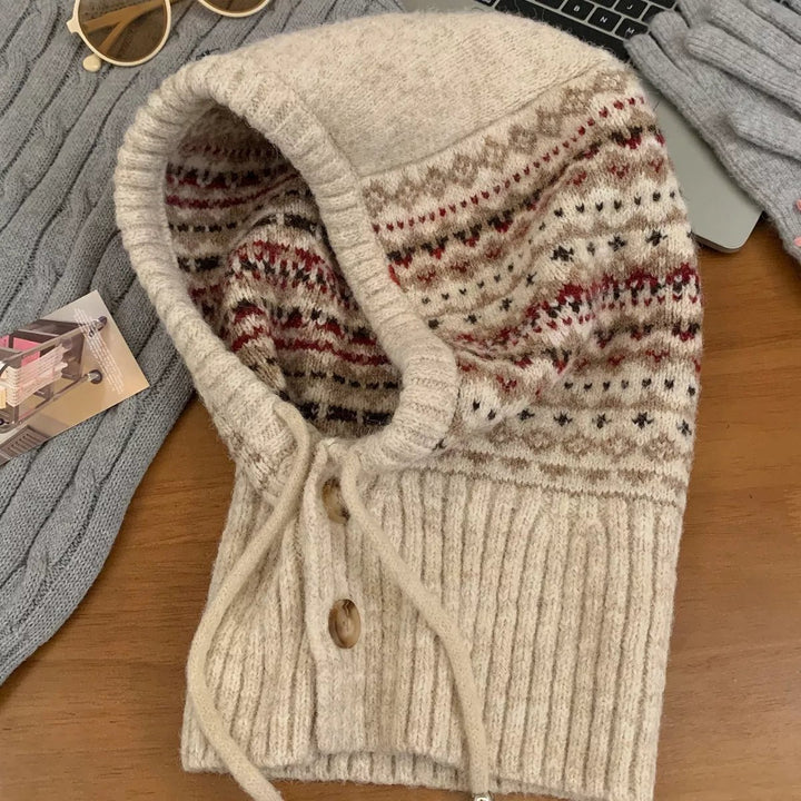 Drawstring Oversized Knitted Hat - Trendy Accessories/Hat in Beige for Women | The802Gypsy