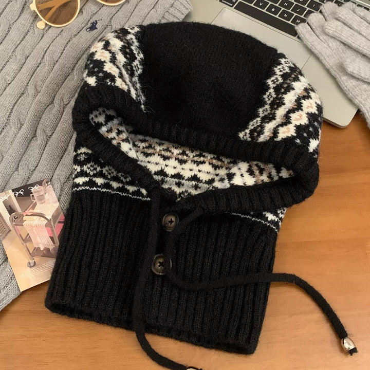 Drawstring Oversized Knitted Hat - Trendy Accessories/Hat in Black for Women | The802Gypsy