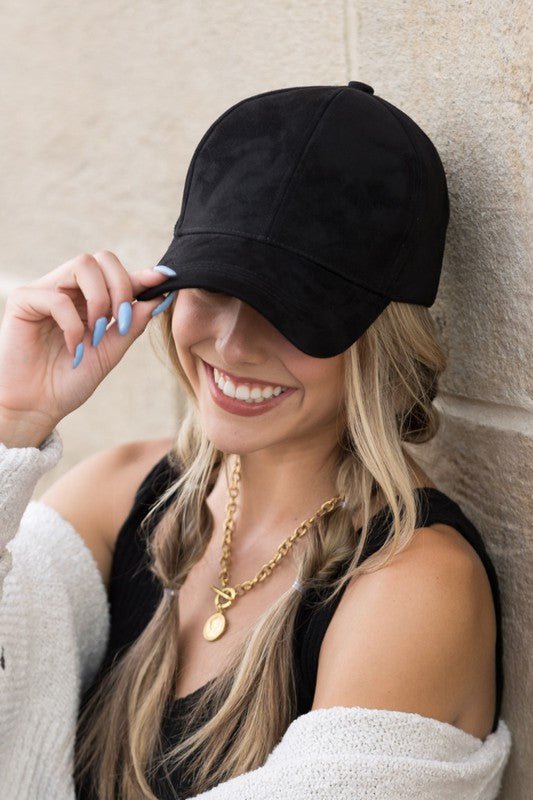 Suede Boyfriend Ball Cap - Trendy Accessories/Hat in Black for Women | The802Gypsy