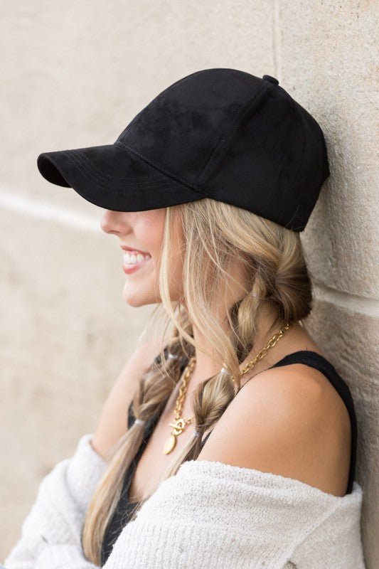 Suede Boyfriend Ball Cap - Trendy Accessories/Hat in Black for Women | The802Gypsy