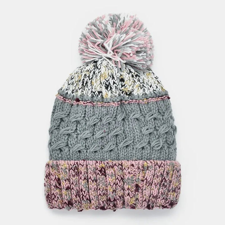 Contrast Thermal Hat with Pompom - Trendy Accessories/Hat in Gray for Women | The802Gypsy