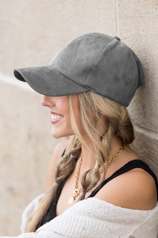 Suede Boyfriend Ball Cap - Trendy Accessories/Hat in Gray for Women | The802Gypsy