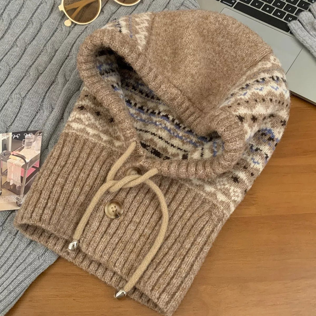 Drawstring Oversized Knitted Hat - Trendy Accessories/Hat in Khaki for Women | The802Gypsy