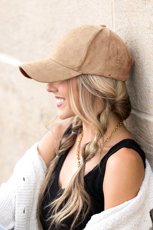 Suede Boyfriend Ball Cap - Trendy Accessories/Hat in Khaki for Women | The802Gypsy