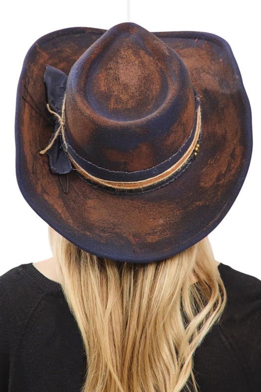 Distressed Wide Brim Fedora Cowboy Hat - Trendy Accessories/Hat in Multi for Women | The802Gypsy