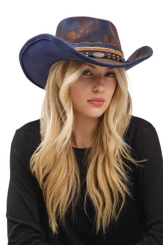 Distressed Wide Brim Fedora Cowboy Hat - Trendy Accessories/Hat in Multi for Women | The802Gypsy