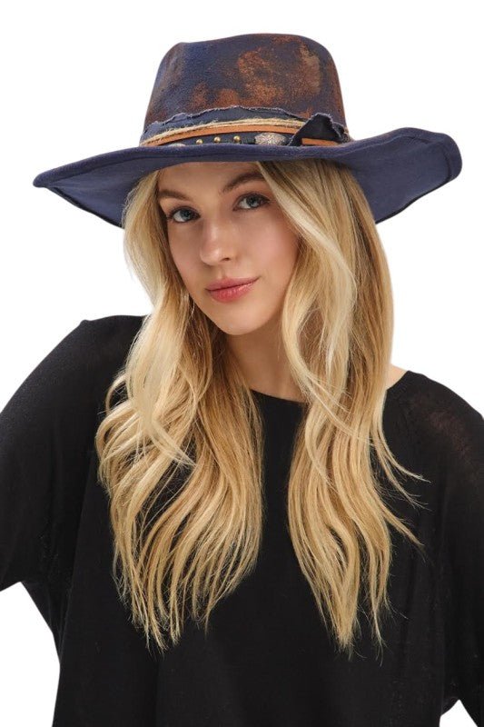Distressed Wide Brim Fedora Cowboy Hat - Trendy Accessories/Hat in Multi for Women | The802Gypsy