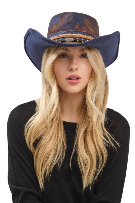 Distressed Wide Brim Fedora Cowboy Hat - Trendy Accessories/Hat in Multi for Women | The802Gypsy