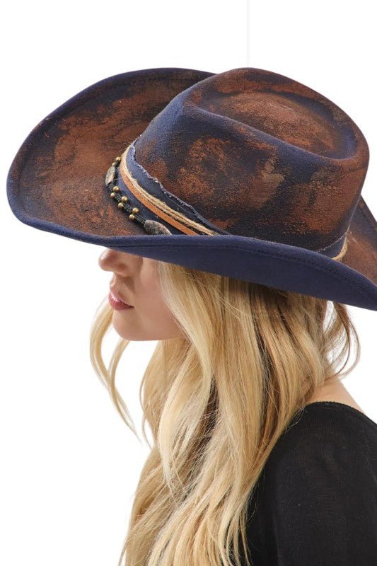 Distressed Wide Brim Fedora Cowboy Hat - Trendy Accessories/Hat in Multi for Women | The802Gypsy