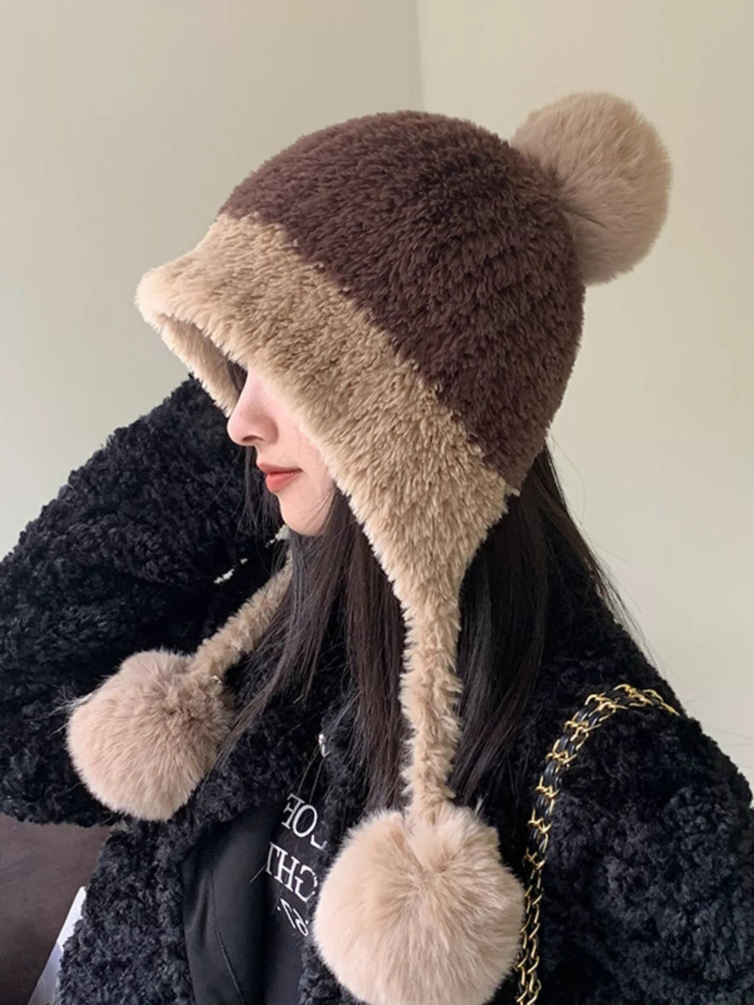 Oversized Plush Pom - pom Hat - Trendy Accessories/Hat in Taupe for Women | The802Gypsy