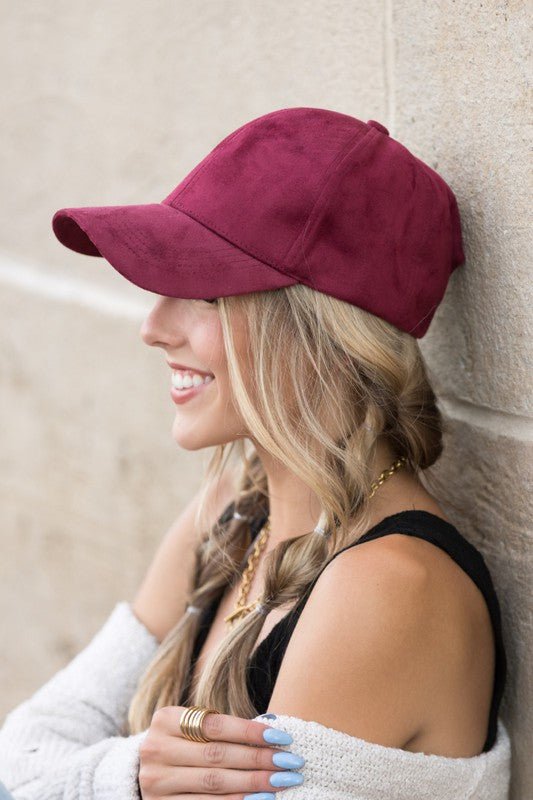 Suede Boyfriend Ball Cap - Trendy Accessories/Hat in Wine for Women | The802Gypsy