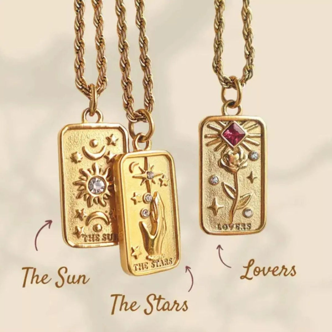18K Gold Tarot Card Necklace - Trendy Accessories/Necklaces in LOVERS for Women | The802Gypsy