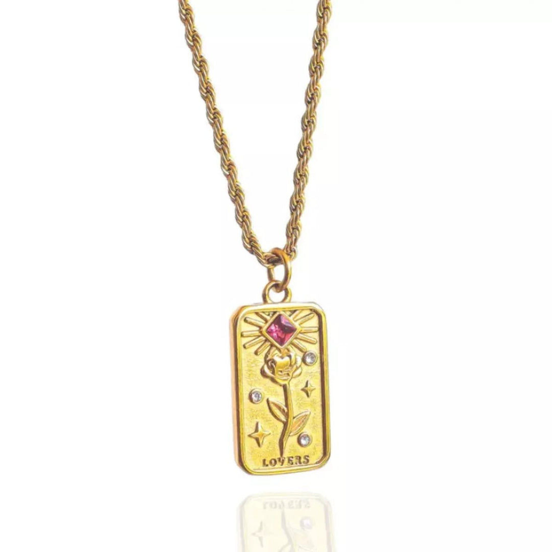 18K Gold Tarot Card Necklace - Trendy Accessories/Necklaces in LOVERS for Women | The802Gypsy