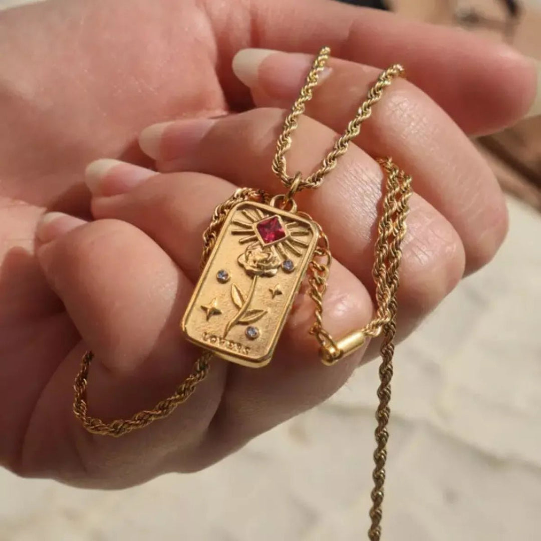 18K Gold Tarot Card Necklace - Trendy Accessories/Necklaces in LOVERS for Women | The802Gypsy