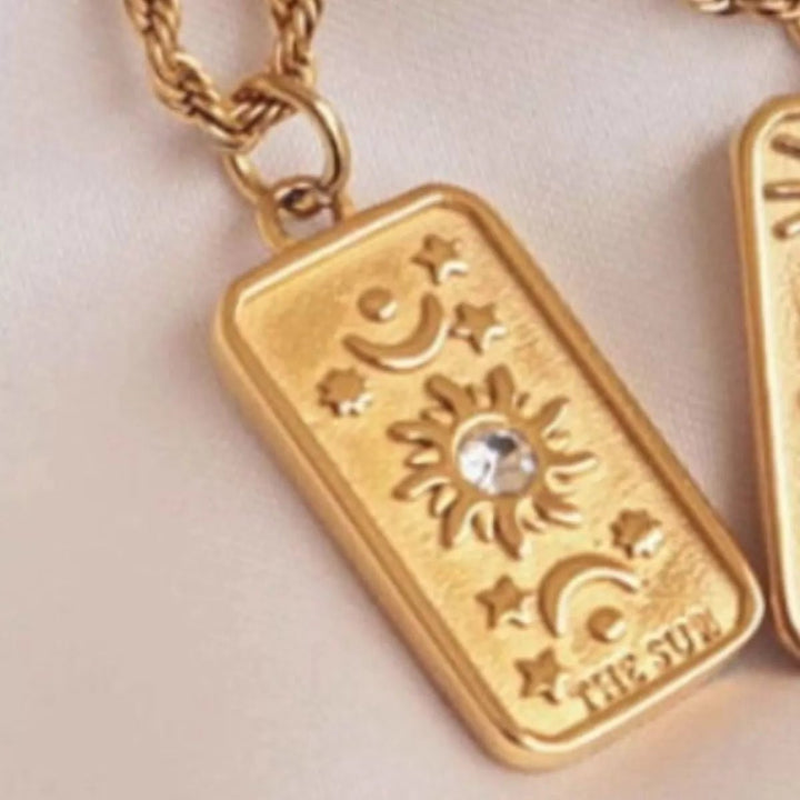 18K Gold Tarot Card Necklace - Trendy Accessories/Necklaces in Sun for Women | The802Gypsy