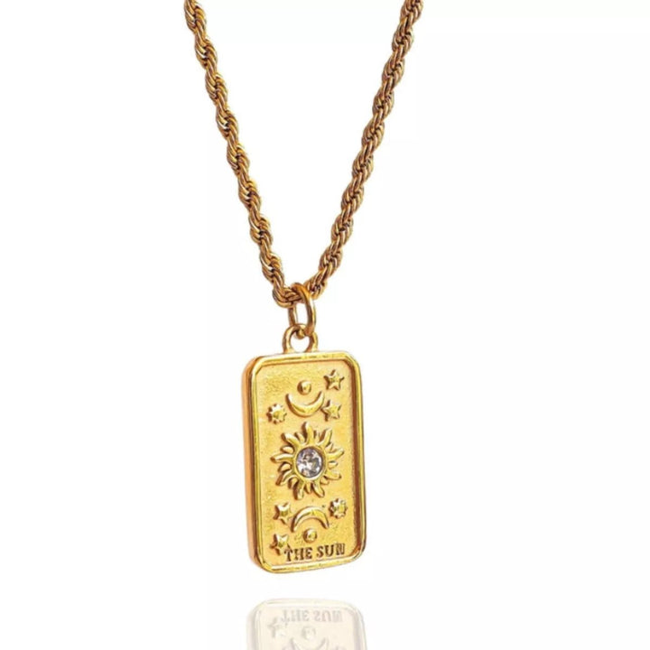 18K Gold Tarot Card Necklace - Trendy Accessories/Necklaces in Sun for Women | The802Gypsy