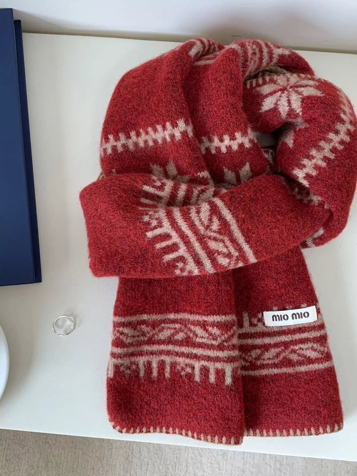 Vintage Pattern Knitted Scarf - Trendy Accessories/Scarves in Rust for Women | The802Gypsy