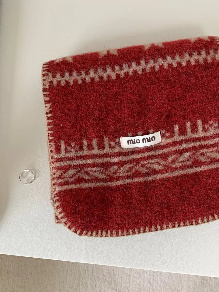 Vintage Pattern Knitted Scarf - Trendy Accessories/Scarves in Rust for Women | The802Gypsy