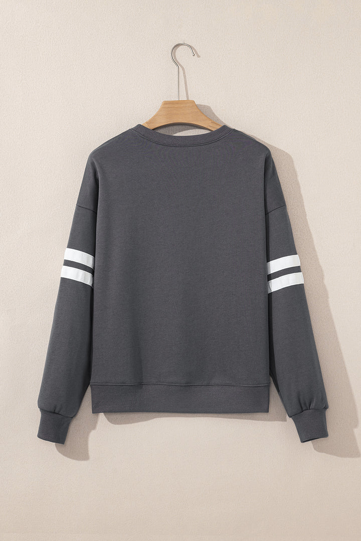Sudadera universitaria de rayas de gran tamaño