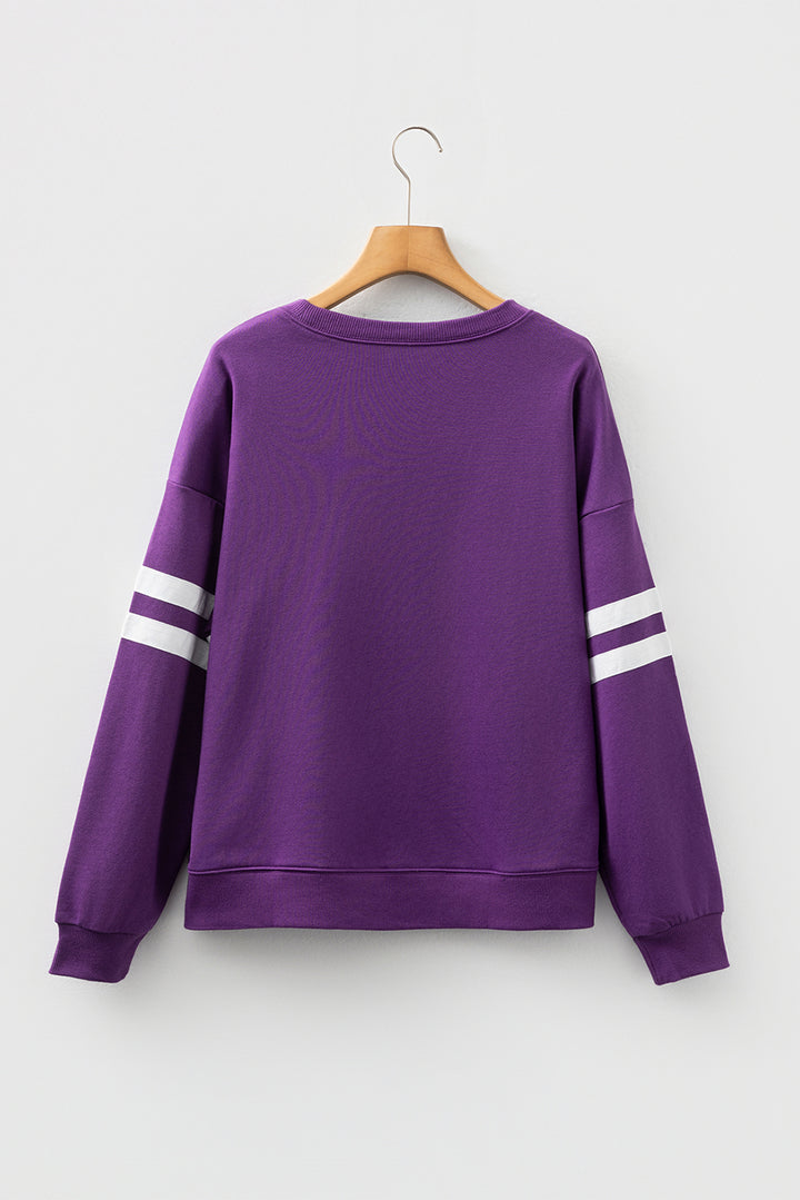 Sudadera universitaria de rayas de gran tamaño