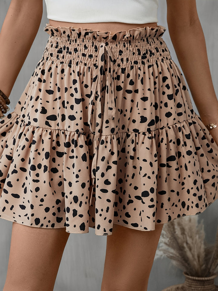 GYPSY-Frill Tied Printed Mini Skirt