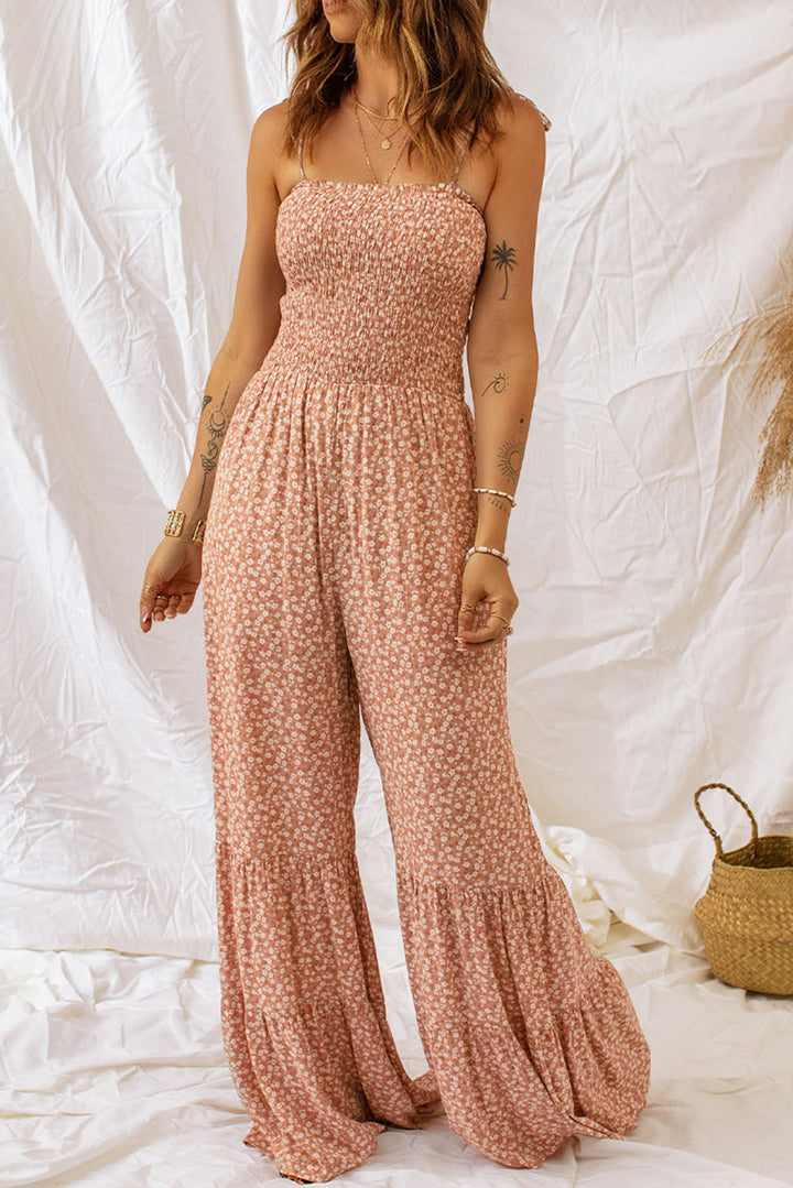 TRAVELING GYPSY-Wide Leg Floral Jumpsuit