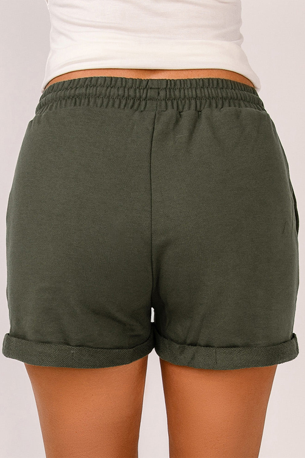 GYPSY-Drawstring Waist Cuffed Shorts