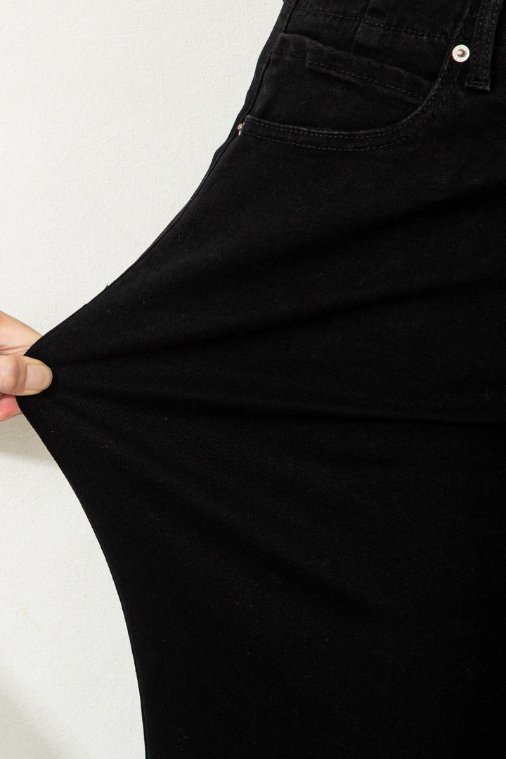 2 - Button High Waist Flared Bottom Jeans - Trendy Bottoms/Jeans in Black for Women | The802Gypsy