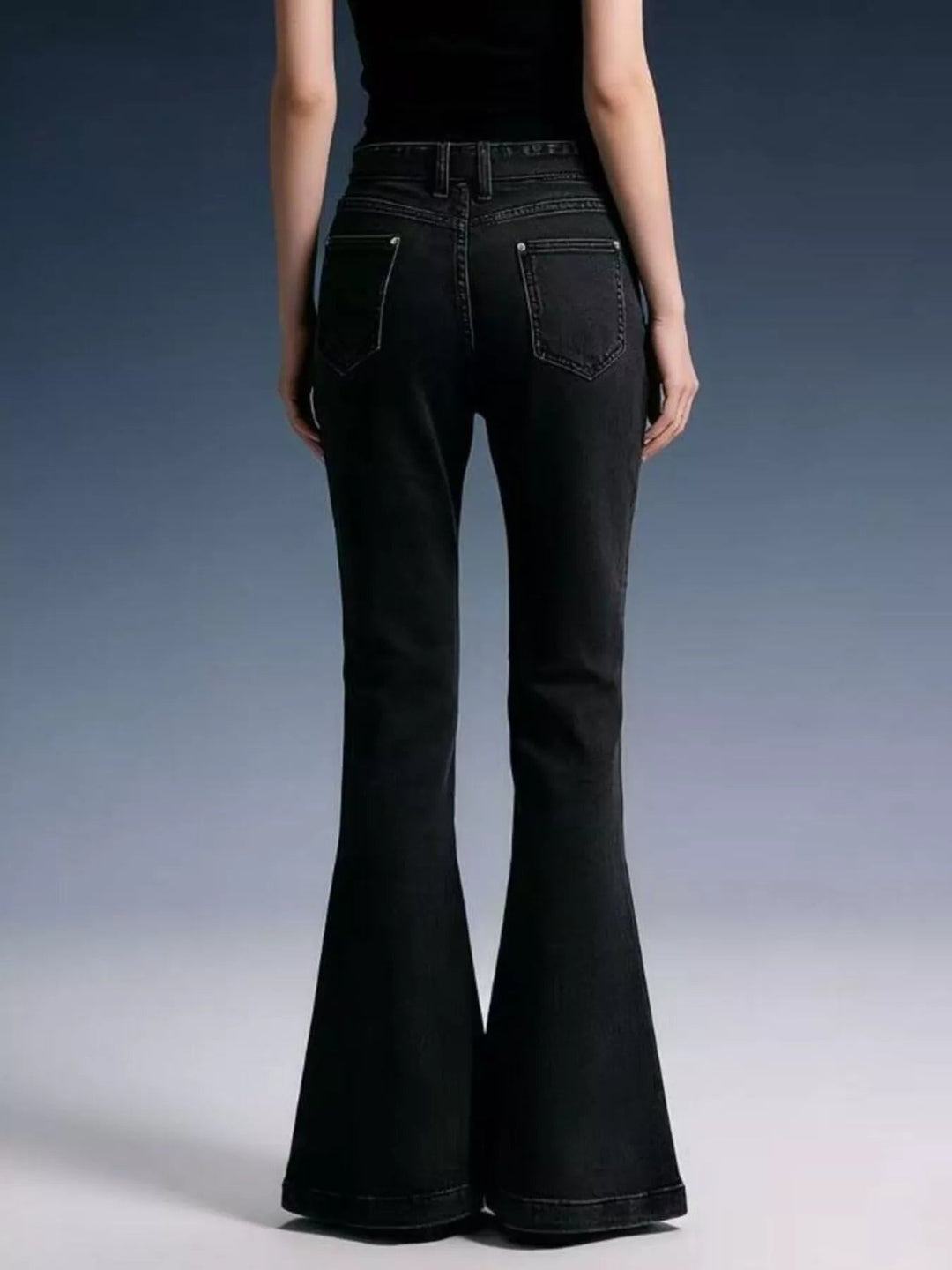 Tie Waist High - Waisted Bell - Bottom Jeans - Trendy Bottoms/Jeans in Black for Women | The802Gypsy