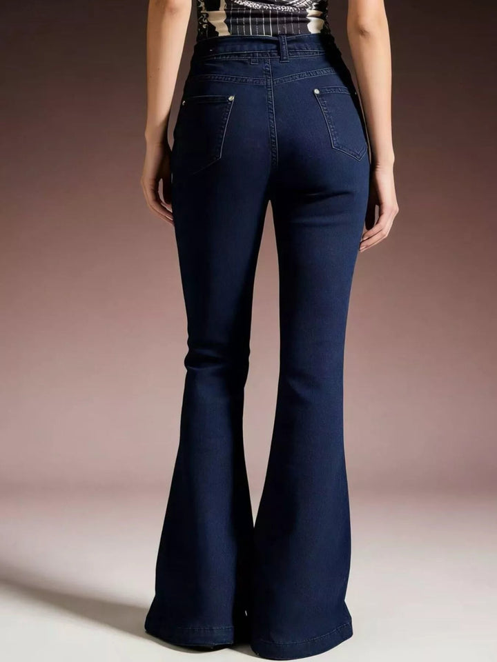 Tie Waist High - Waisted Bell - Bottom Jeans - Trendy Bottoms/Jeans in Blue for Women | The802Gypsy