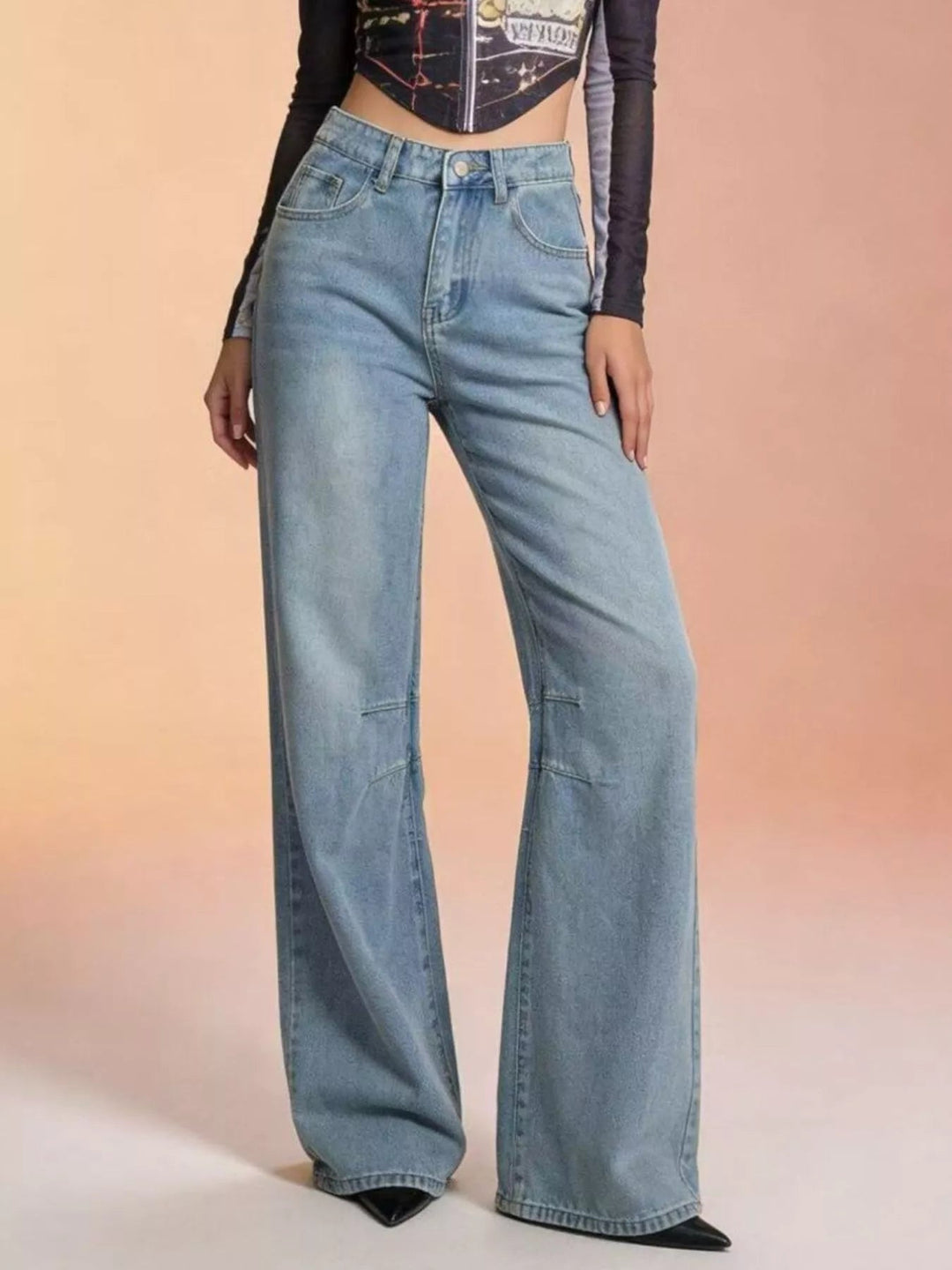 Wide - Leg Pocketed Light Wash Jeans - Trendy Bottoms/Jeans in Blue for Women | The802Gypsy