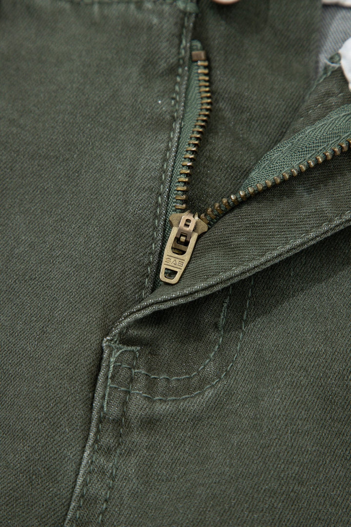 2 - Button High Waist Flared Bottom Jeans - Trendy Bottoms/Jeans in Bonbon for Women | The802Gypsy