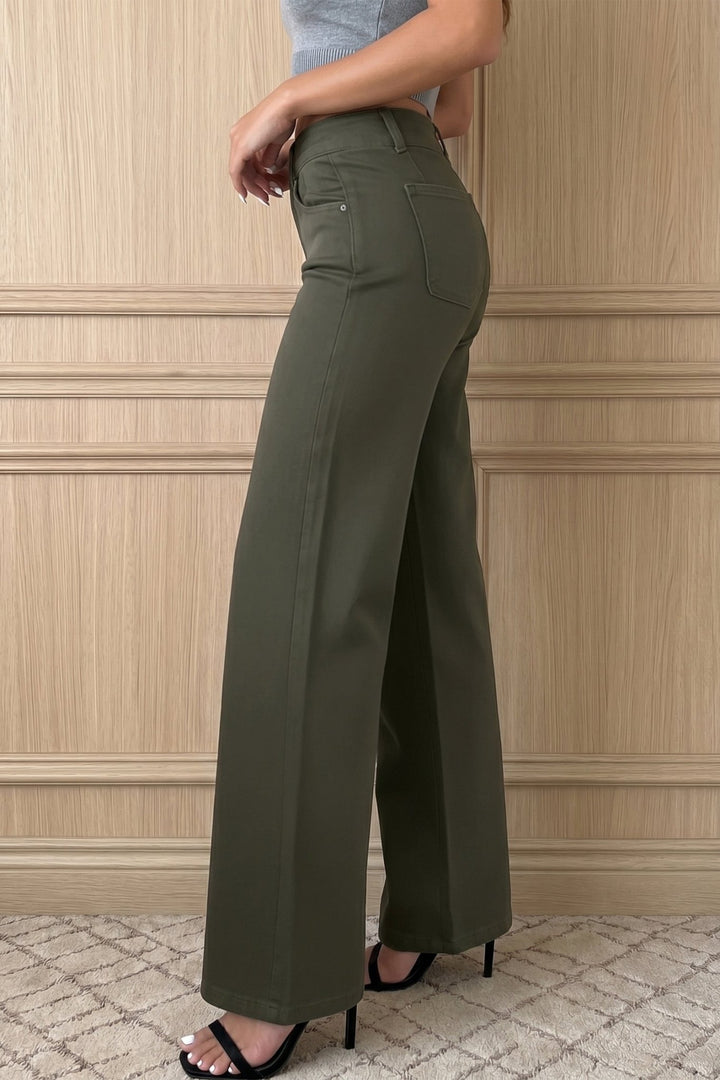 2 - Button High Waist Flared Bottom Jeans - Bonbon