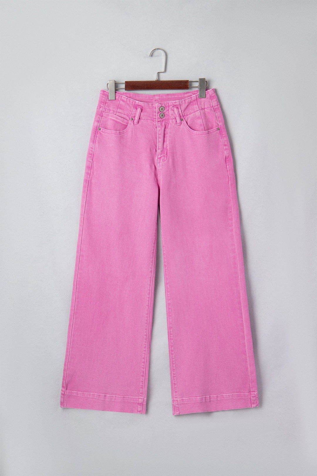2 - Button High Waist Flared Bottom Jeans - Trendy Bottoms/Jeans in Bonbon for Women | The802Gypsy