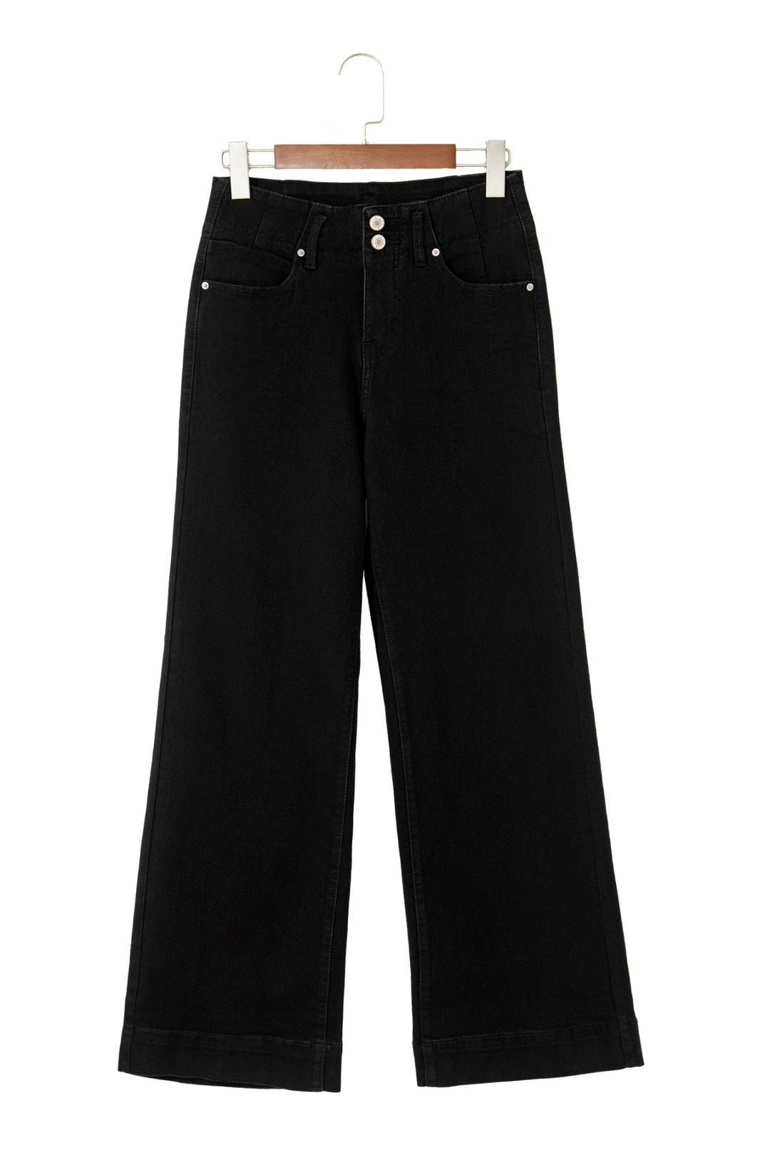 2 - Button High Waist Flared Bottom Jeans - Bonbon