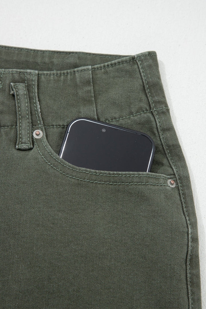 2 - Button High Waist Flared Bottom Jeans - Trendy Bottoms/Jeans in Bonbon for Women | The802Gypsy