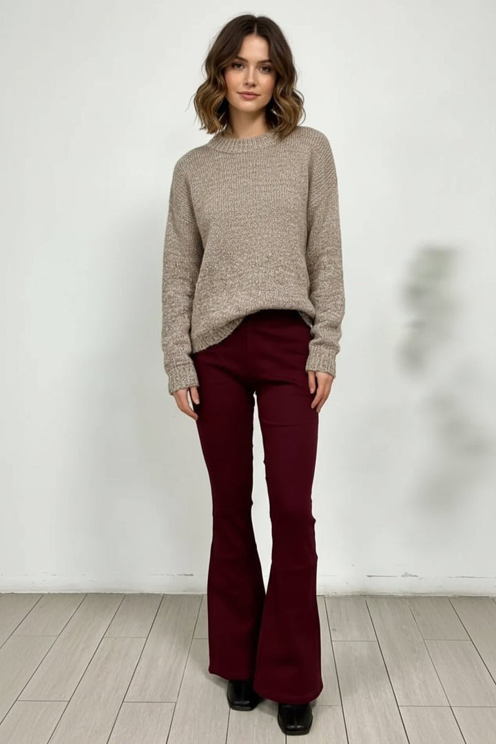 Flat Front High - Waisted Slightly Stretchy Flare Jeans - Trendy Bottoms/Jeans in Brown for Women | The802Gypsy