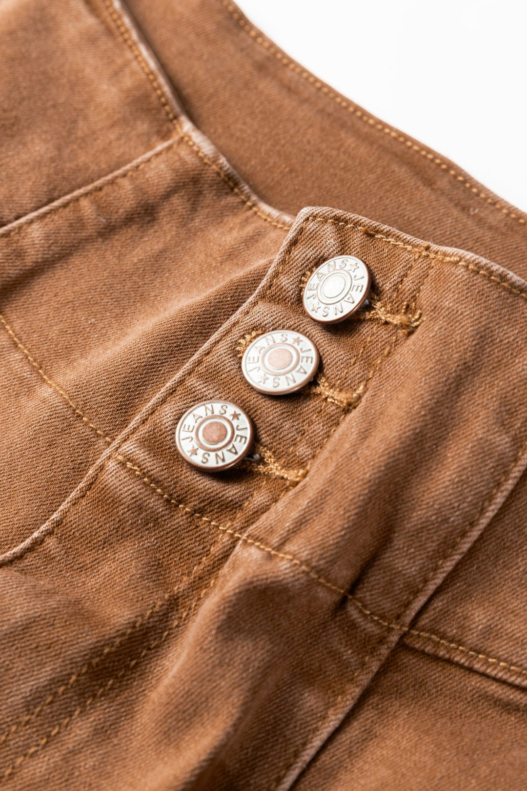 High Waist Button Fly Seamed Raw Hem Flare Jeans - Trendy Bottoms/Jeans in Coffee for Women | The802Gypsy