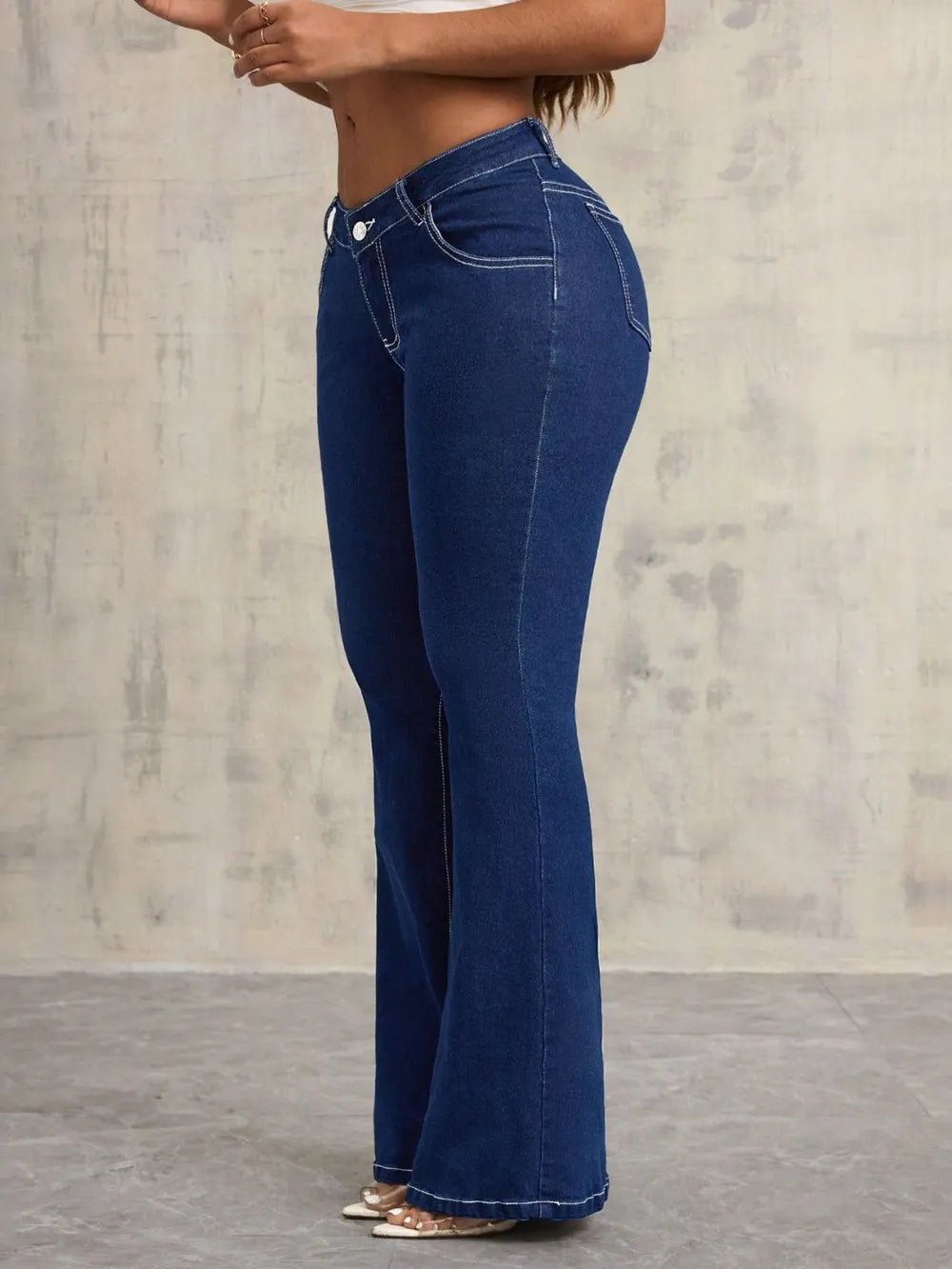 Dark Wash Flare Jeans with Pockets - Trendy Bottoms/Jeans in Dark Wash for Women | The802Gypsy